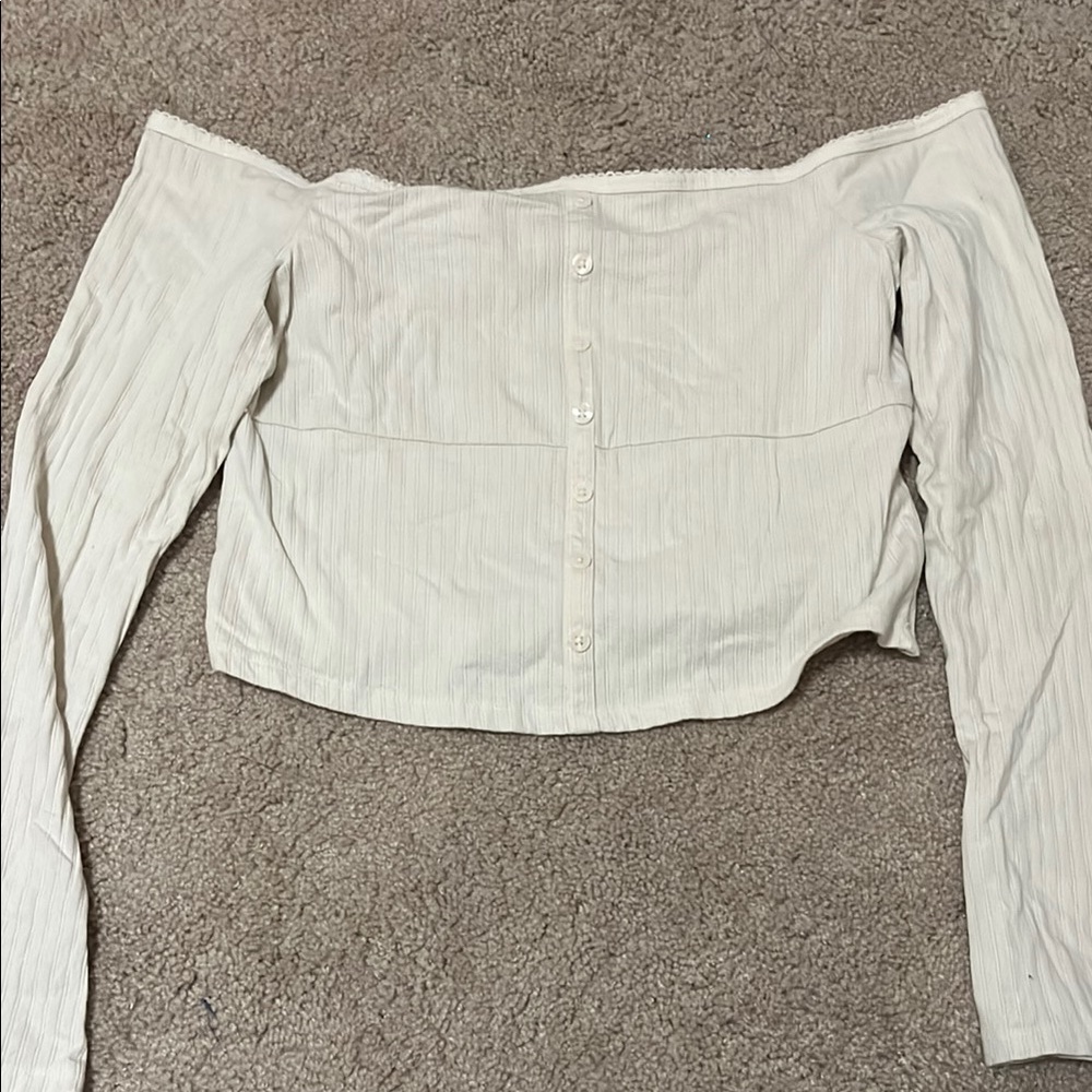 Forever 21 Cream Off The Shoulder Top